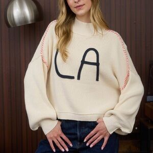 LA braid knit pullover sweater